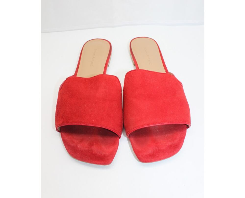 Banana Republic Boldā Red Suede Leather Open Toe Slides Slip On Resort Sandals